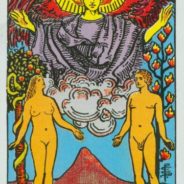 The Lovers card from the Rider-Waite-Smith Tarot